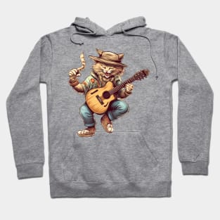 Summer Cat Dancing and Playing Guitar Hoodie